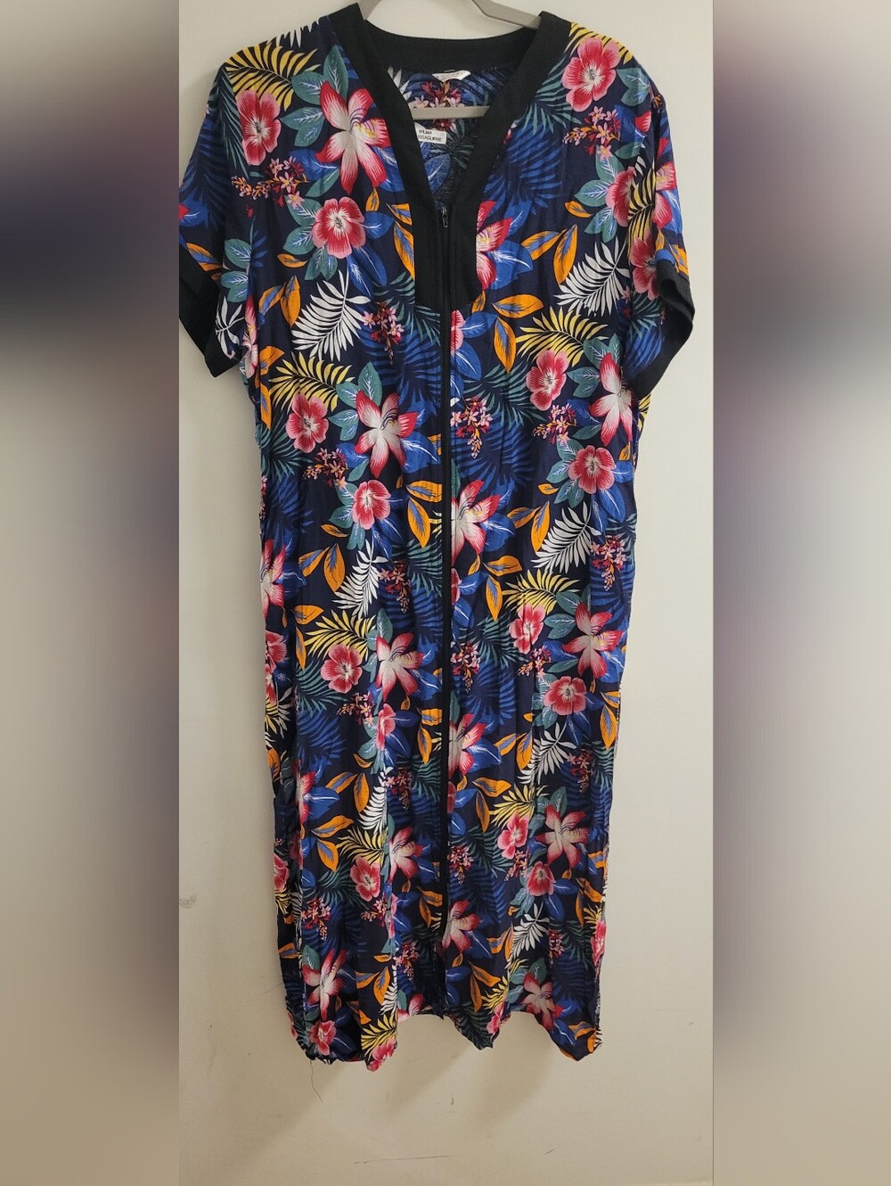 Ekouaer Tropical Floral Zip-Front Dress/kimono  Size Xl
